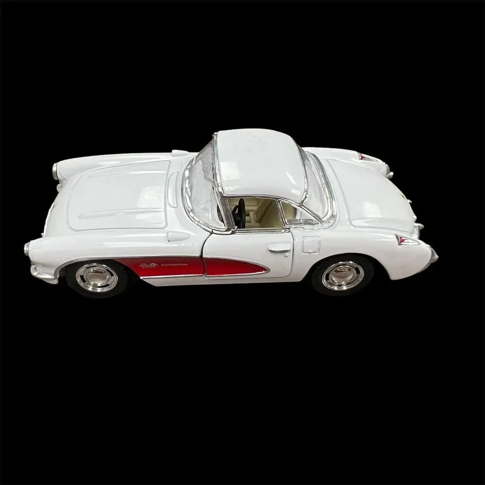 Kinsmart 1957 Chevrolet Corvette Chevy Diecast Car 1:34 White Pull‎ Back - 451